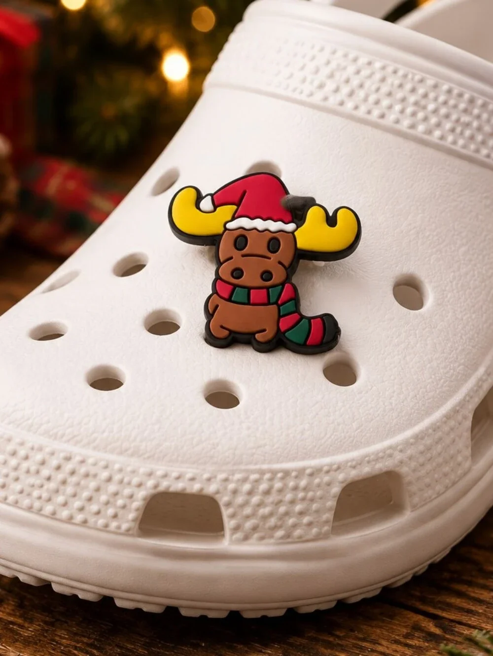 Christmas Moose Croc Shoe Charm Santa Hat Holiday Reindeer Rudolph Jibbitz Style